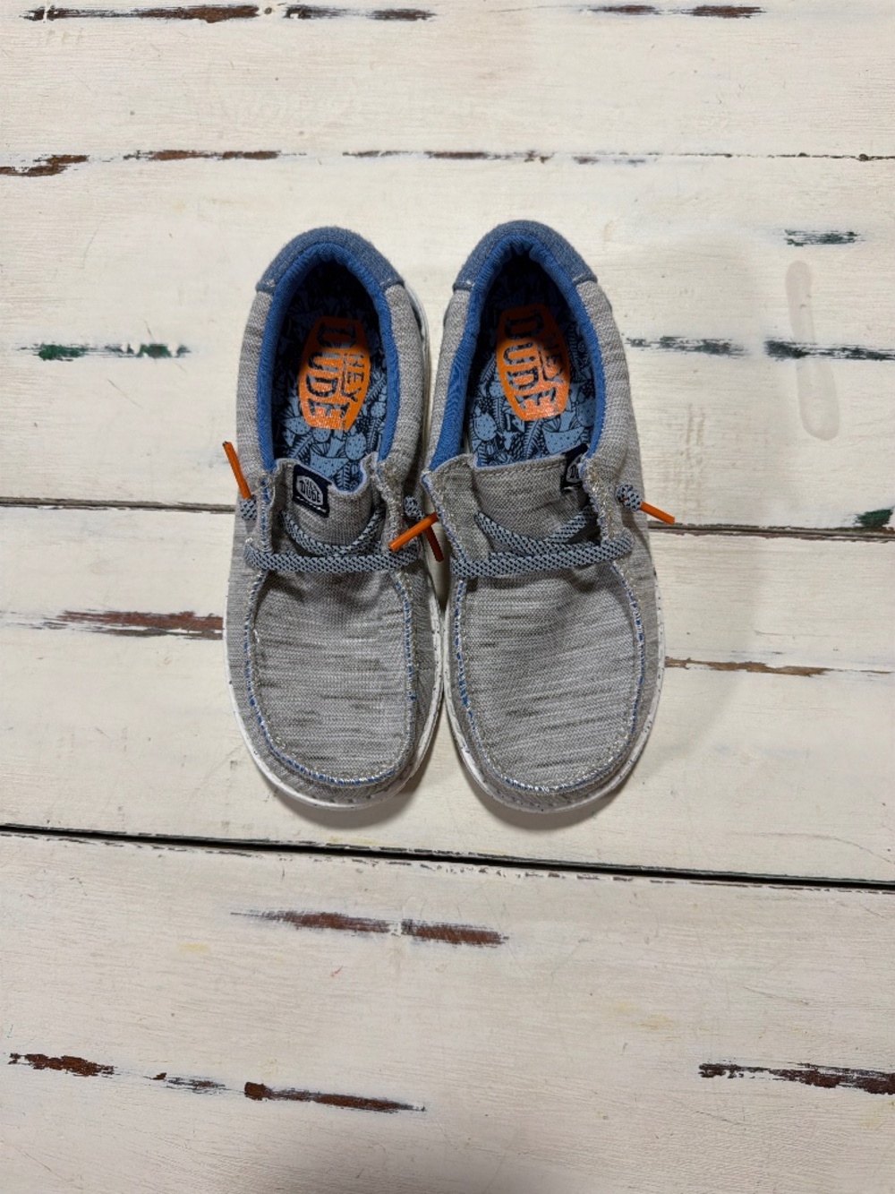 Hey Dude Wally Youth Jersey Grey Round Toe Low Cut Memory Foam Chukka Loafer K11